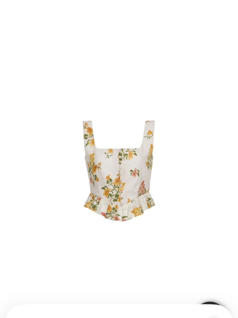 Agua by Agua Bendita White Floral Square-Neck Ruffle Crop Top